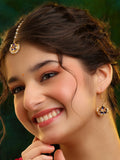 Ruby Raang Finest Gold Kundan Earrings With A Maang Tikka - Distacart