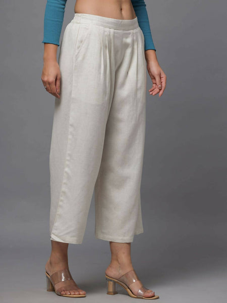 Juniper Women's Natural Solid Wide Leg Palazzo