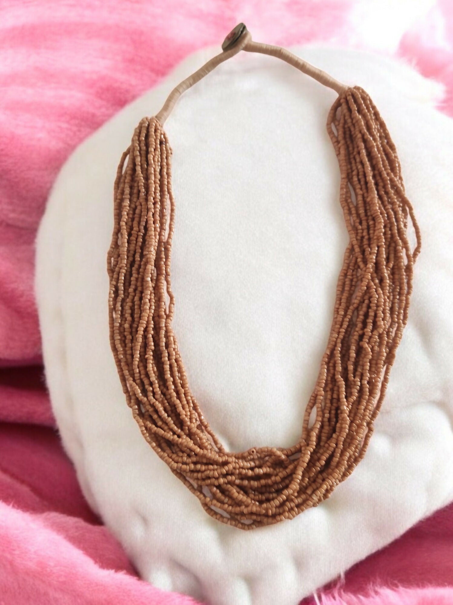 Inhanns Handmade Beaded Multilayer Necklace, 20 Layers - Sandalwood