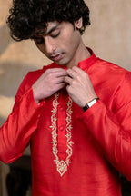 Falling Raw Silk Red Padma Gopala By Hilo Design