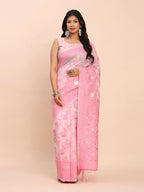 Shree Shyam Fashion Linen Cotton Light Pink Saree - Distacart