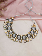 Dual Tone Kundan Neckpiece (silver) - Ruby Raang
