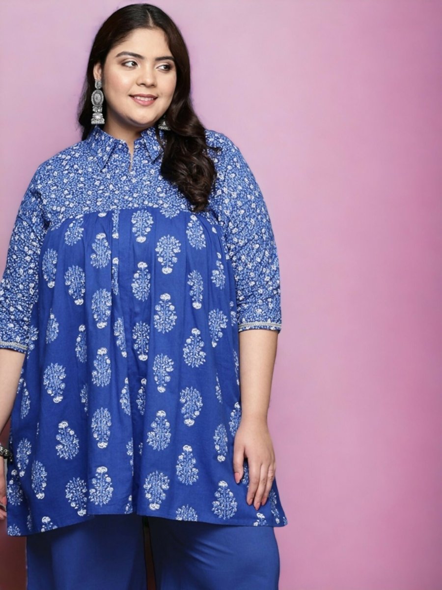Ahalyaa Women's Traditional wear Tunic - Indigo blue