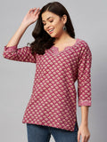 Miravan Women's Floral Printed Pure Cotton Kurti