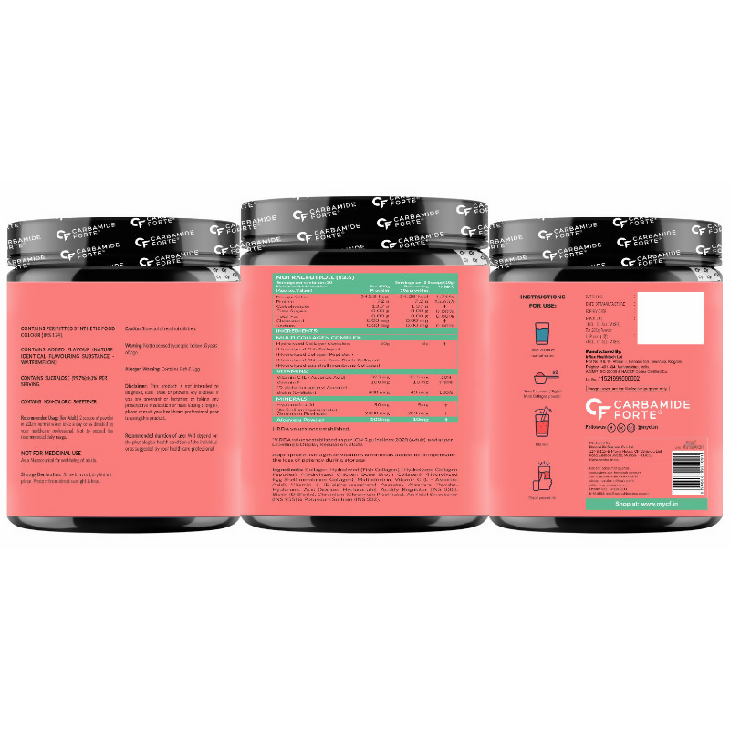 Carbamide Forte Multi Collagen For Skin Type I, II, III, V & X Powder - Watermelon