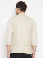 Even Apparels Beige Linen Men Woven Nehru Jacket - Distacart