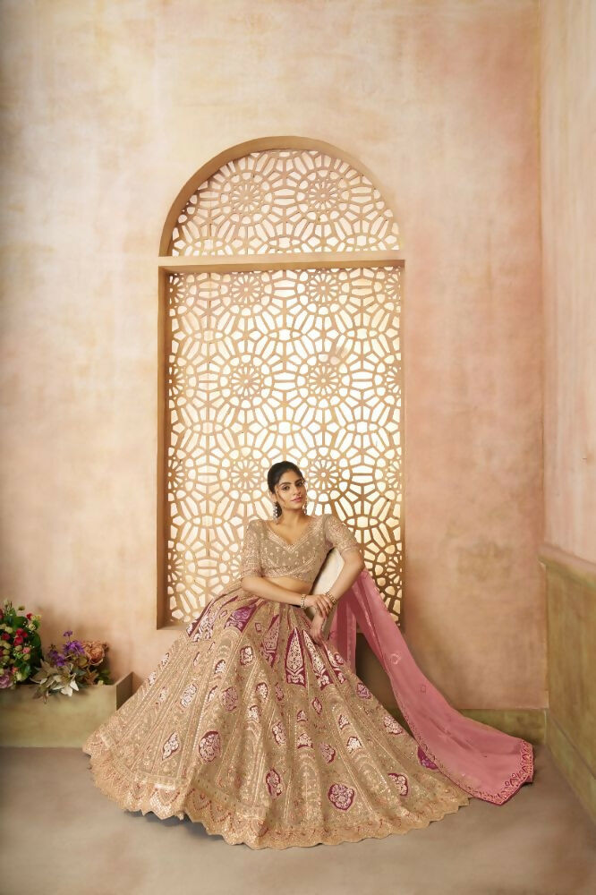 Kesar Fab Chiku Banarasi Silk Embroidered Lehenga