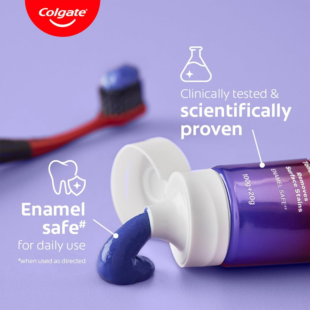 Colgate Visible White Purple Toothpaste For Teeth Whitening Helps Remove Surface Stains, Whitens Yellow