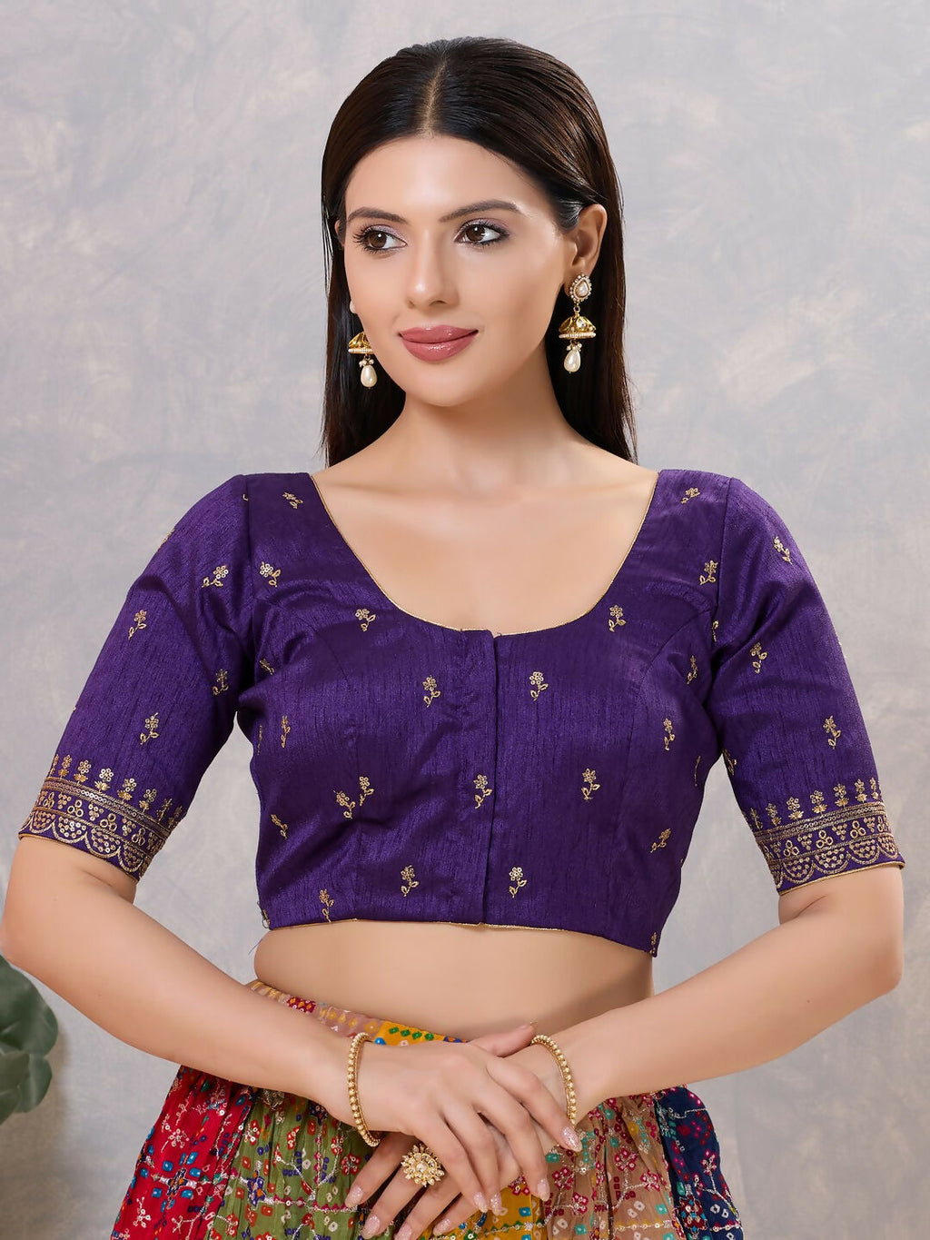 Joban Fashion Women Silk Brinjal Stitched Blouse