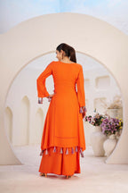 The52 Women's Gorgeous Rayon Fabric Thread Work Straight Kurta Palazzo Set - Distacart
