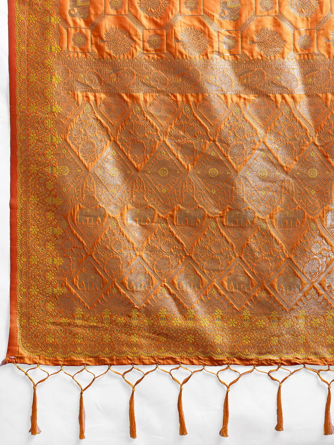 Shree Shyam Fashion Orange Silk Blend Saree - Distacart