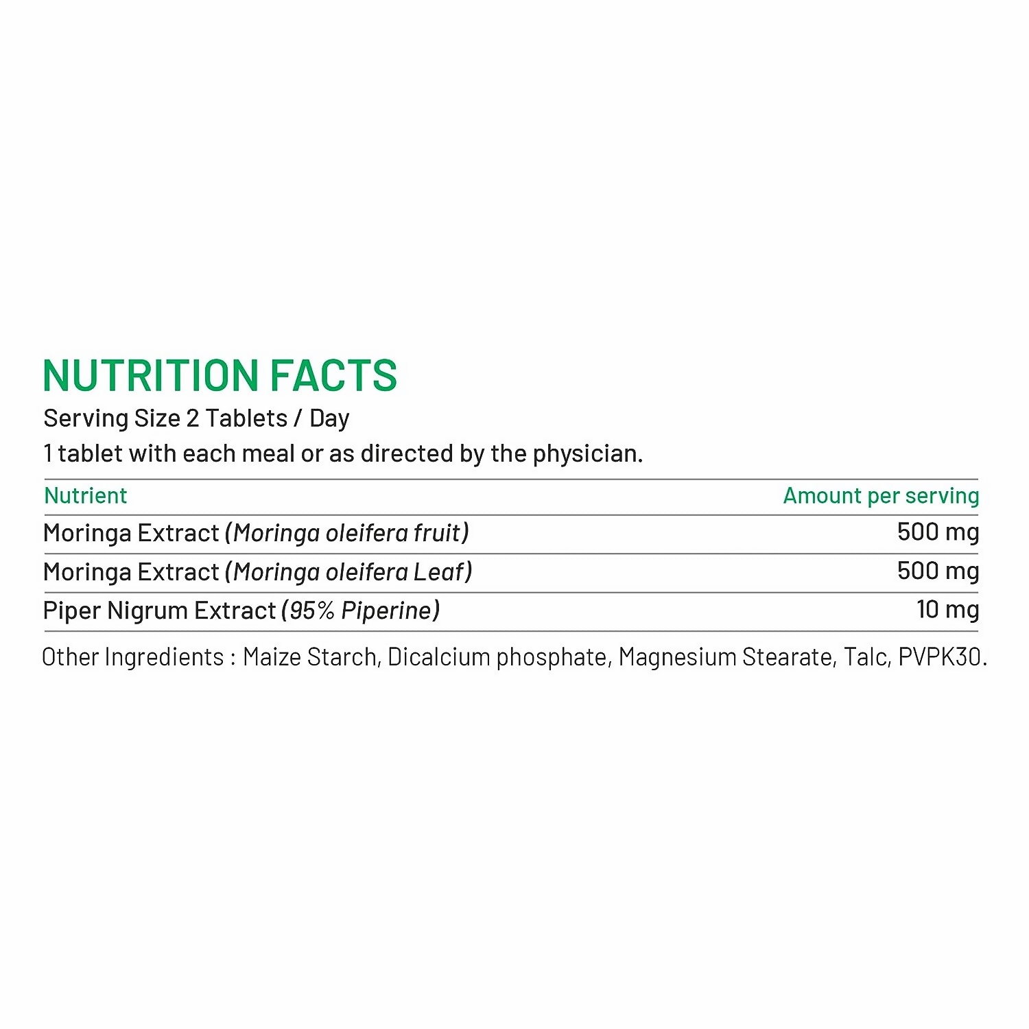 Bliss Welness Moringa Biopiperine Tablets - Distacart