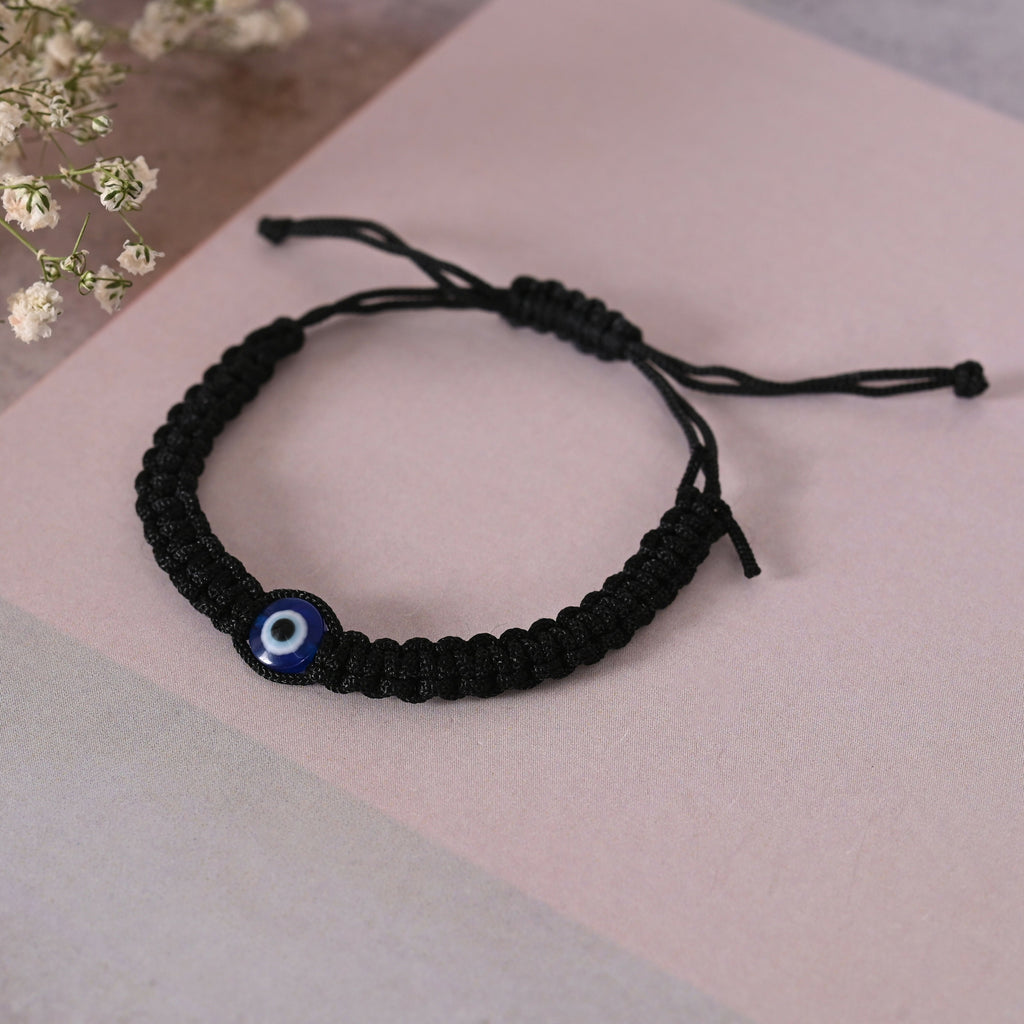 NVR Men & Women Black Fabric Elasticated Bracelet - Distacart