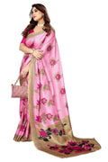 Vamika baby pink Printed Art Silk Saree