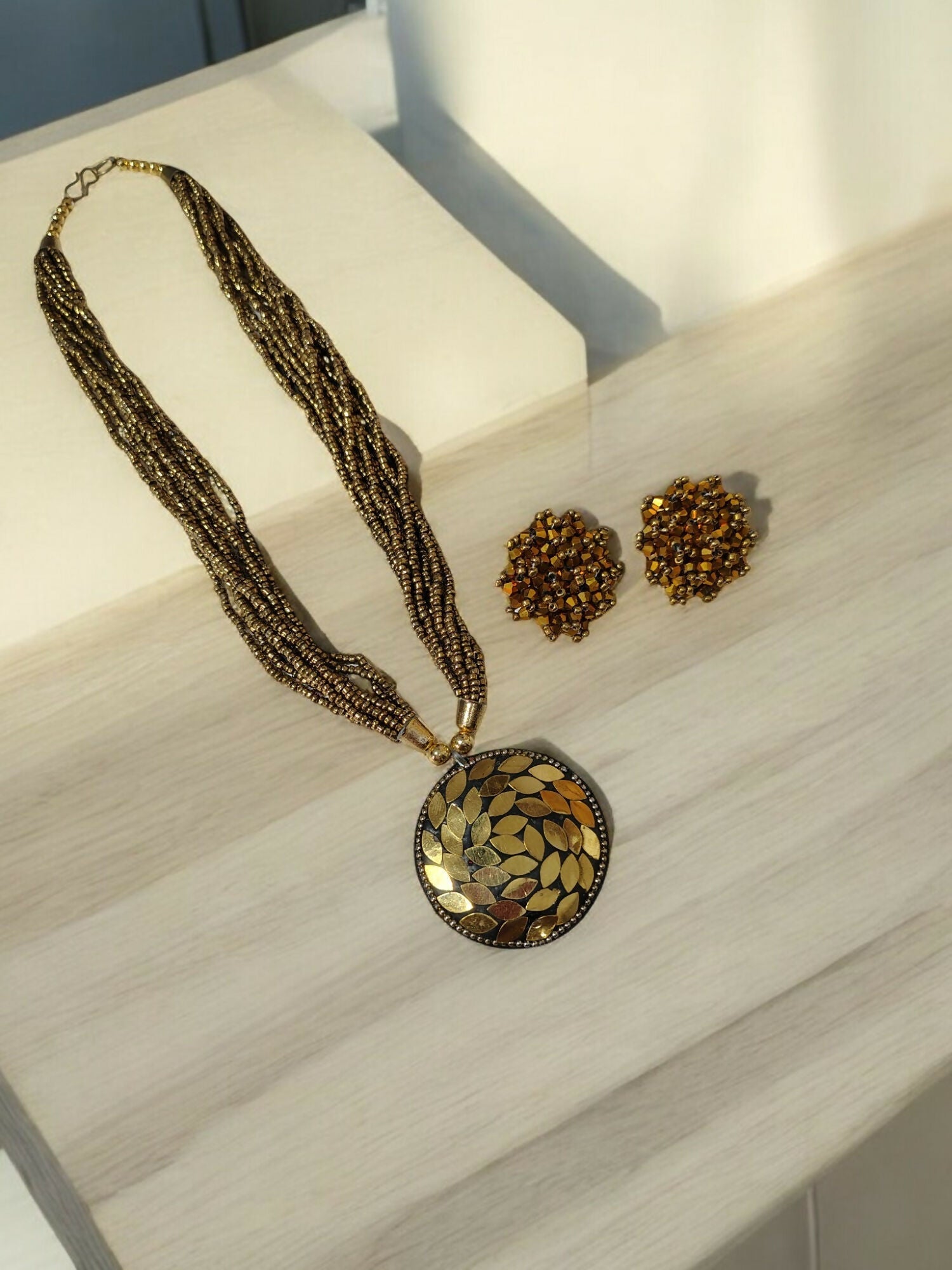Inhanns All-Day Statement Beaded Necklace Set - Gold