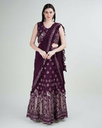 Purple Georgette Sequence Embroidered Lehenga Choli with Dupatta - Tanya