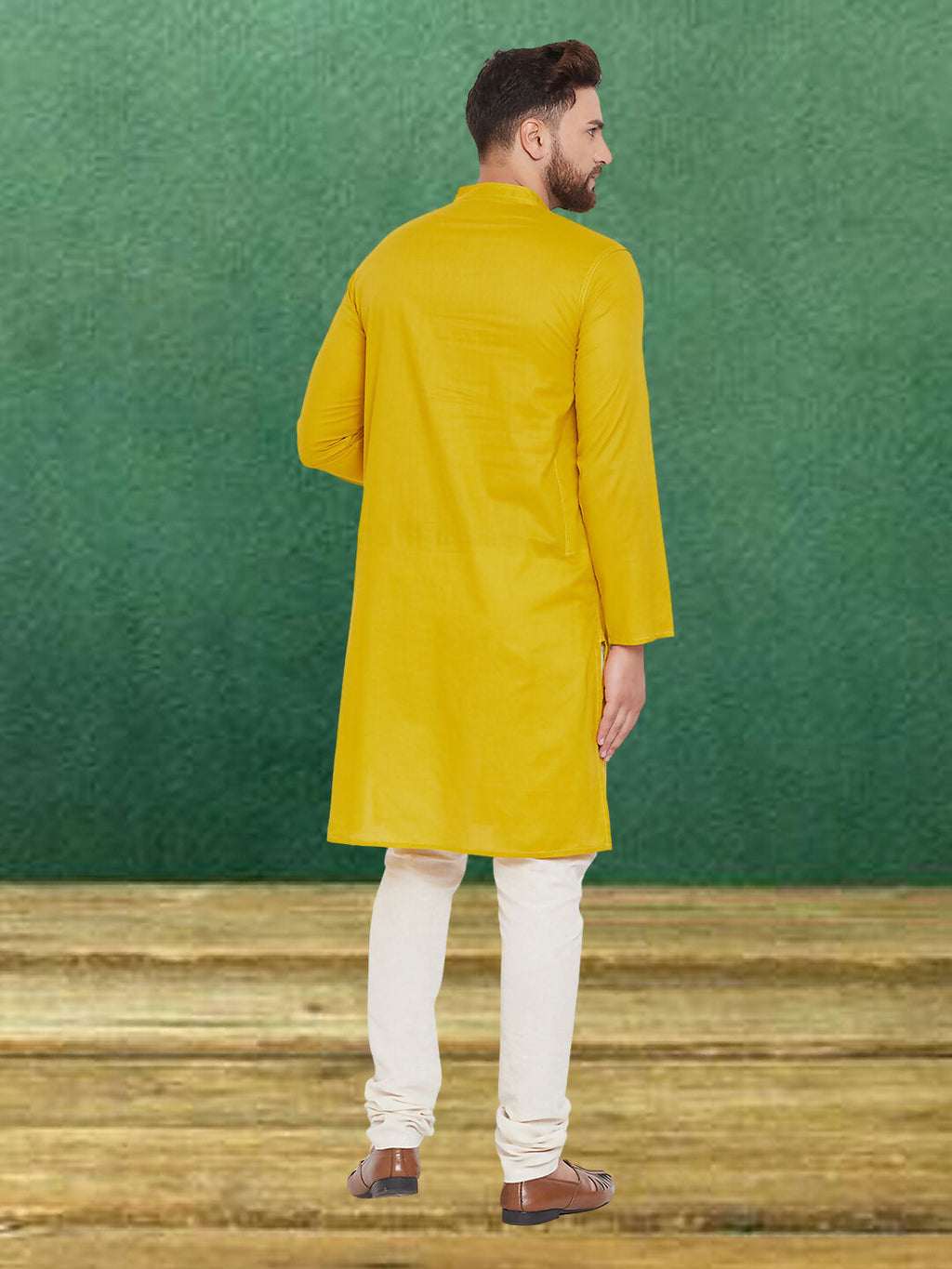 Even Apparels Men's Pure Cotton Yellow Kurta