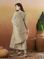 The52 Chiku Women's Beautiful Vichitra Silk Fabric Embroidered Work Flared Anarkali Pant and Dupatta Set - Distacart