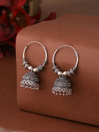 NVR Women Silver-Plated Contemporary Jhumkas Earrings - Distacart