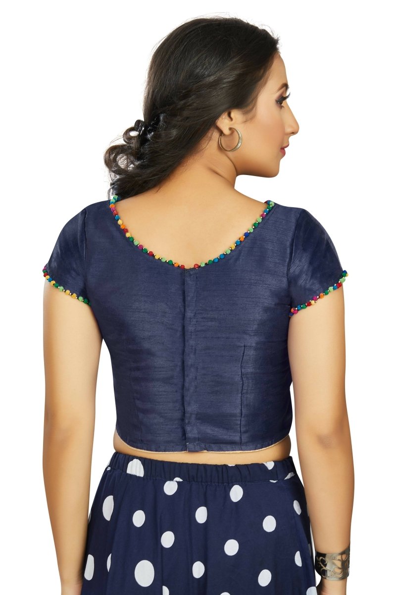 Aastha Fashion Women's Navy Blue Art Silk Designer Party Wear Readymade Blouse