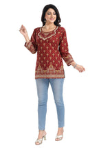 Snehal Creations Magical Maroon Printed Short Kurti Tunic Top - Distacart