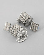 VOJ Black-Toned AD Studded Square Dome Shaped Jhumka Earrings - Distacart