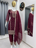 Teeya Creation Maroon Color Faux Georgette Embroidery Work Party Wear Salwar Suit - Distacart