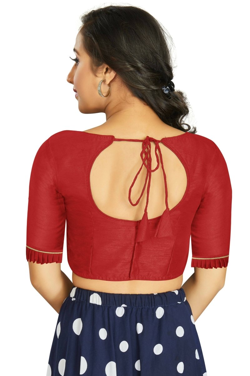 Aastha Fashion Women's Red Art Silk Designer Party Wear Readymade Blouse