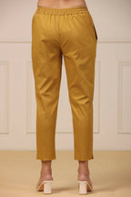 Juniper Women's Mustard Cotton Spendex Solid Straight Pant - Distacart