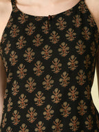 Myshka Women's Black Straight Printed Kurta