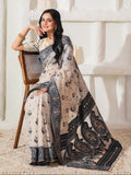 Shree Shyam Fashion Linen Cotton Black & Cream Saree - Distacart