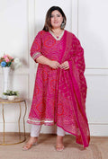 Miravan Plus Size Women'S Bandhani Ethnic Anarkali Kurta And Dupatta - Distacart