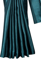 Rama Green Satin Designer Saree 