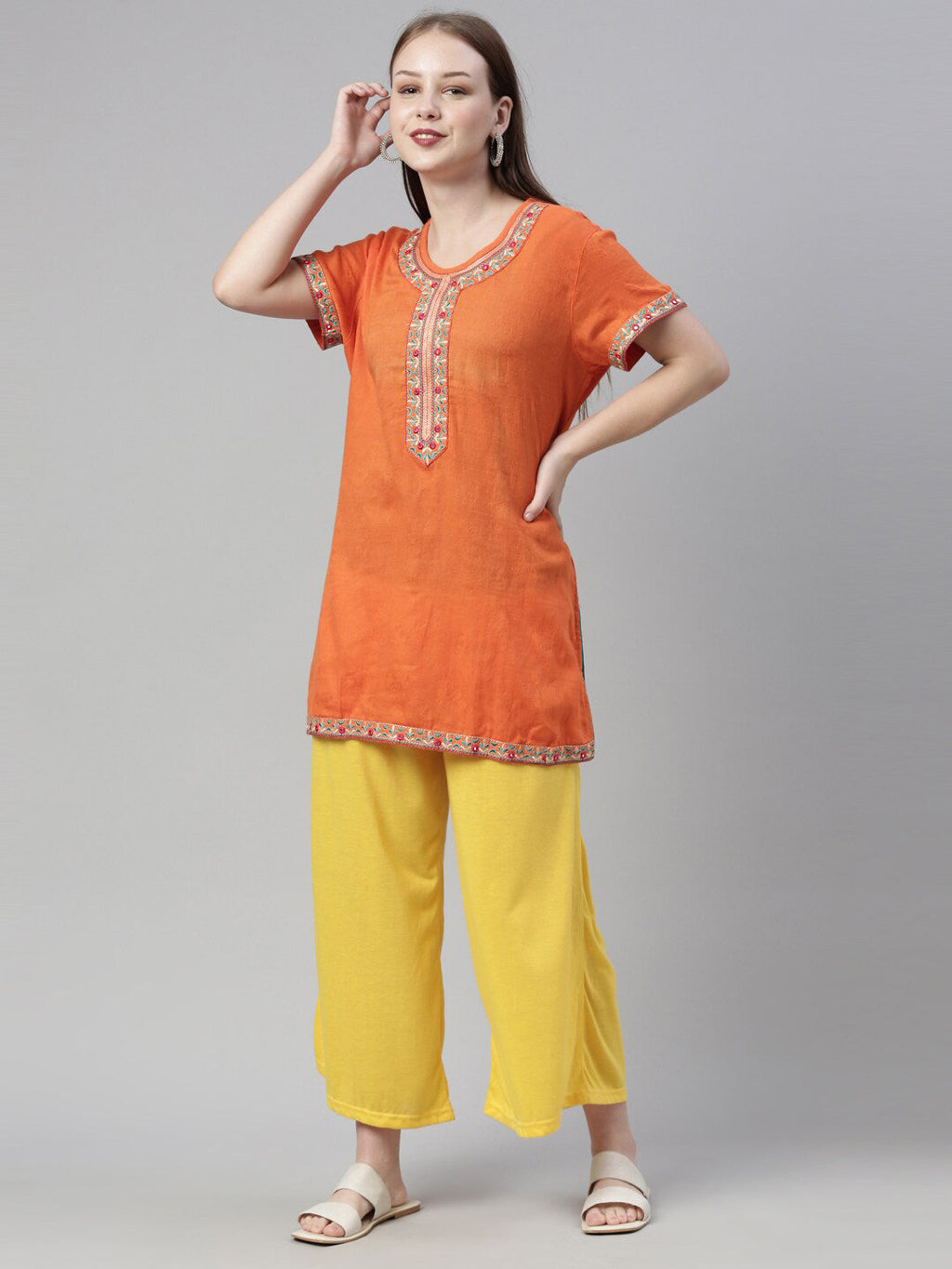 Souchii Women Yellow Knitted Palazzos - Distacart