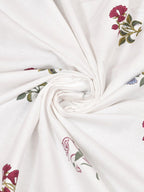 haus & kinder Floral Motifs White & Green 186 TC Cotton Queen Bedsheet & 2 Pillow Covers - Distacart