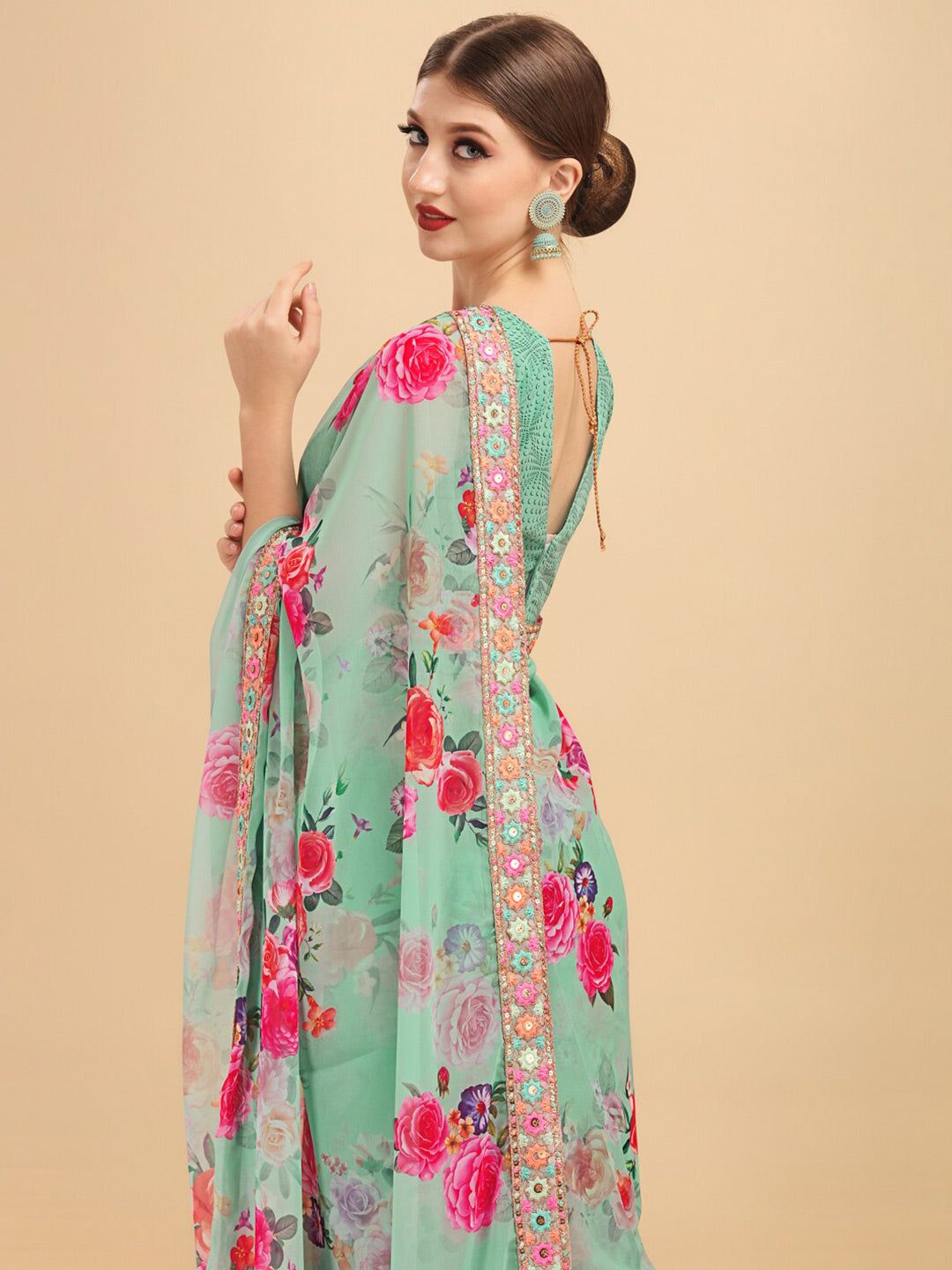 Sangria Women Sea Green Sarees - Distacart