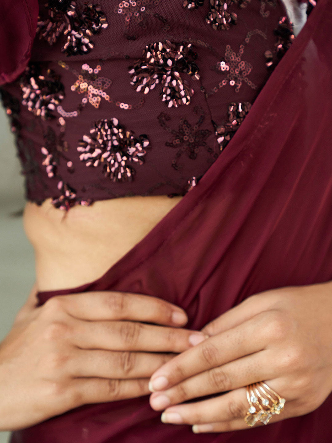 Tikhi Imli Solid Satin Saree - Distacart