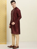 House of Pataudi Men Embroidered Jashn Kurta