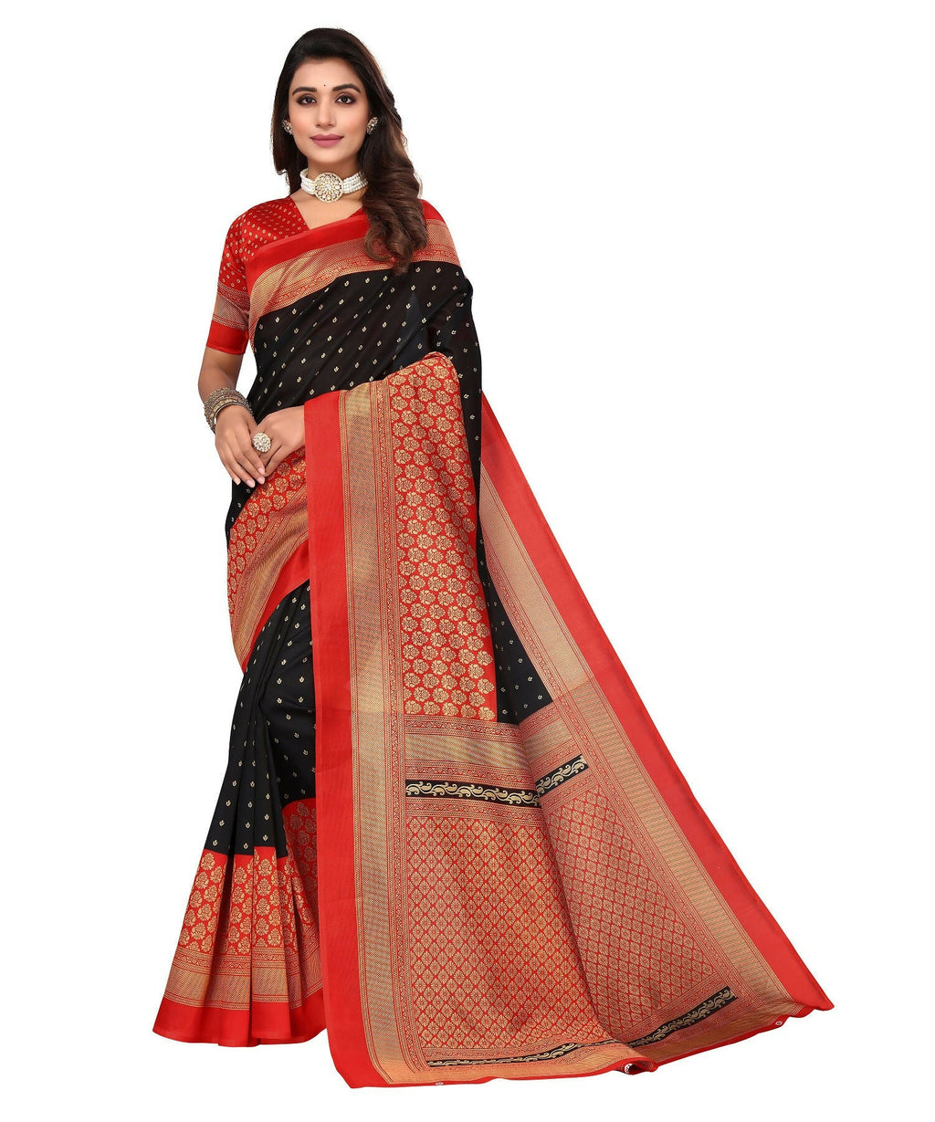 Vamika Black Printed Art Silk Saree
