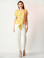 Myshka Women's Yellow Printed Top