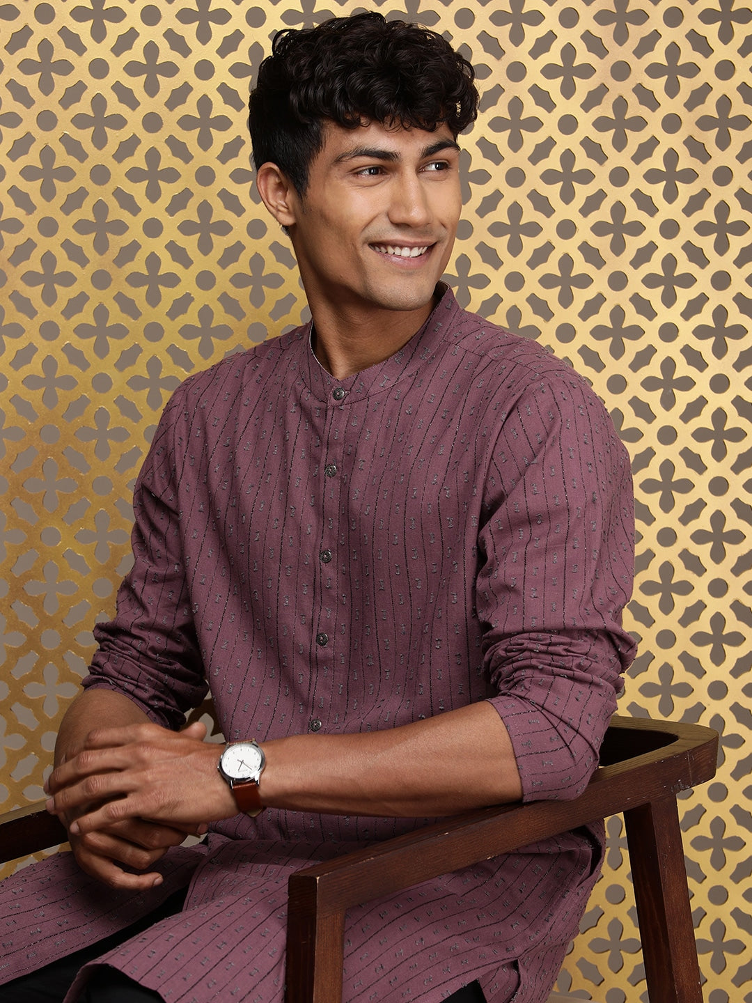 House of Pataudi Woven Design Straight Jashn Kurta
