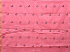 Baby Pink Khadi Cotton Handloom Saree with Buta and One Side Border Design - Global Threads