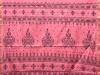 Baby Pink Khadi Cotton Handloom Saree with Buta and One Side Border Design - Global Threads