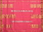 Baby Pink Khadi Cotton Handloom Saree with Doby Border and Zari Strips Pallu Design - Global Threads