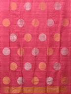 Baby Pink Uppada Silk Handloom Saree with Big Round Body Buta Design - Global Threads