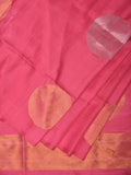 Baby Pink Uppada Silk Handloom Saree with Big Round Body Buta Design - Global Threads