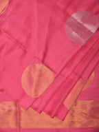 Baby Pink Uppada Silk Handloom Saree with Big Round Body Buta Design - Global Threads
