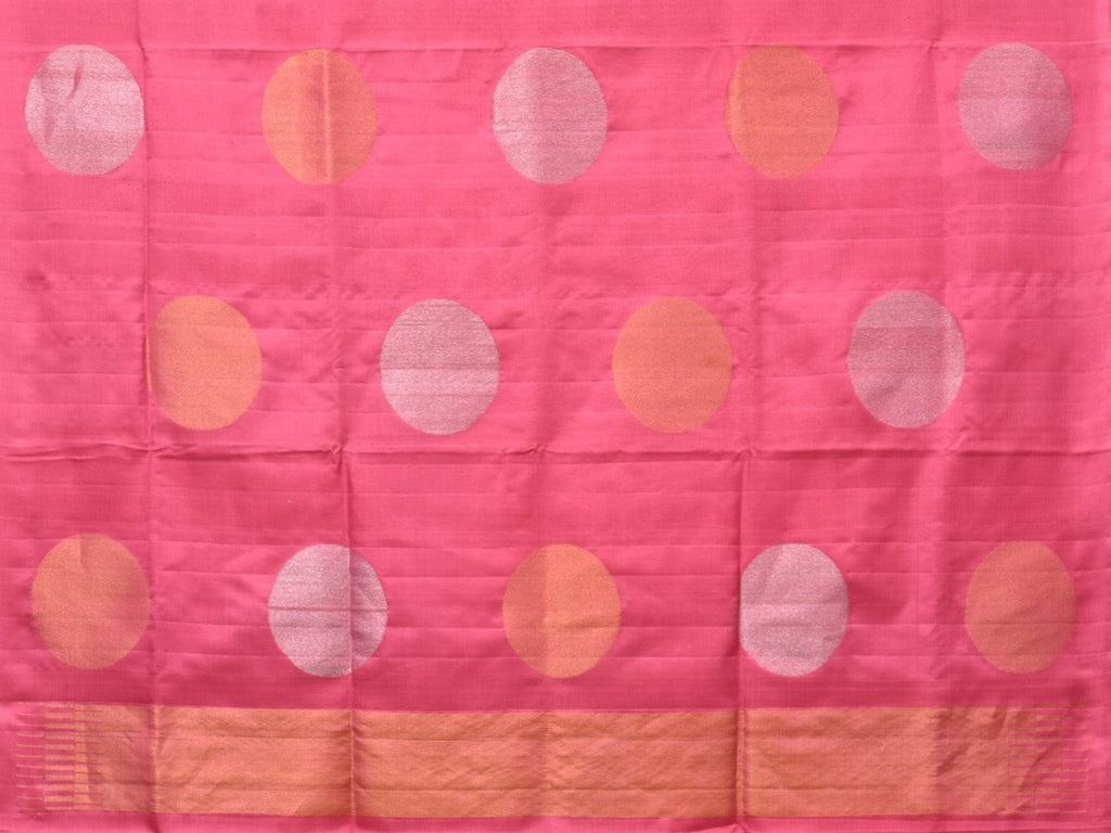 Baby Pink Uppada Silk Handloom Saree with Big Round Body Buta Design - Global Threads