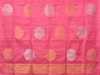 Baby Pink Uppada Silk Handloom Saree with Big Round Body Buta Design - Global Threads