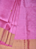 Baby Pink Uppada Silk Handloom Saree with Corner Mango Pallu Design - Global Threads
